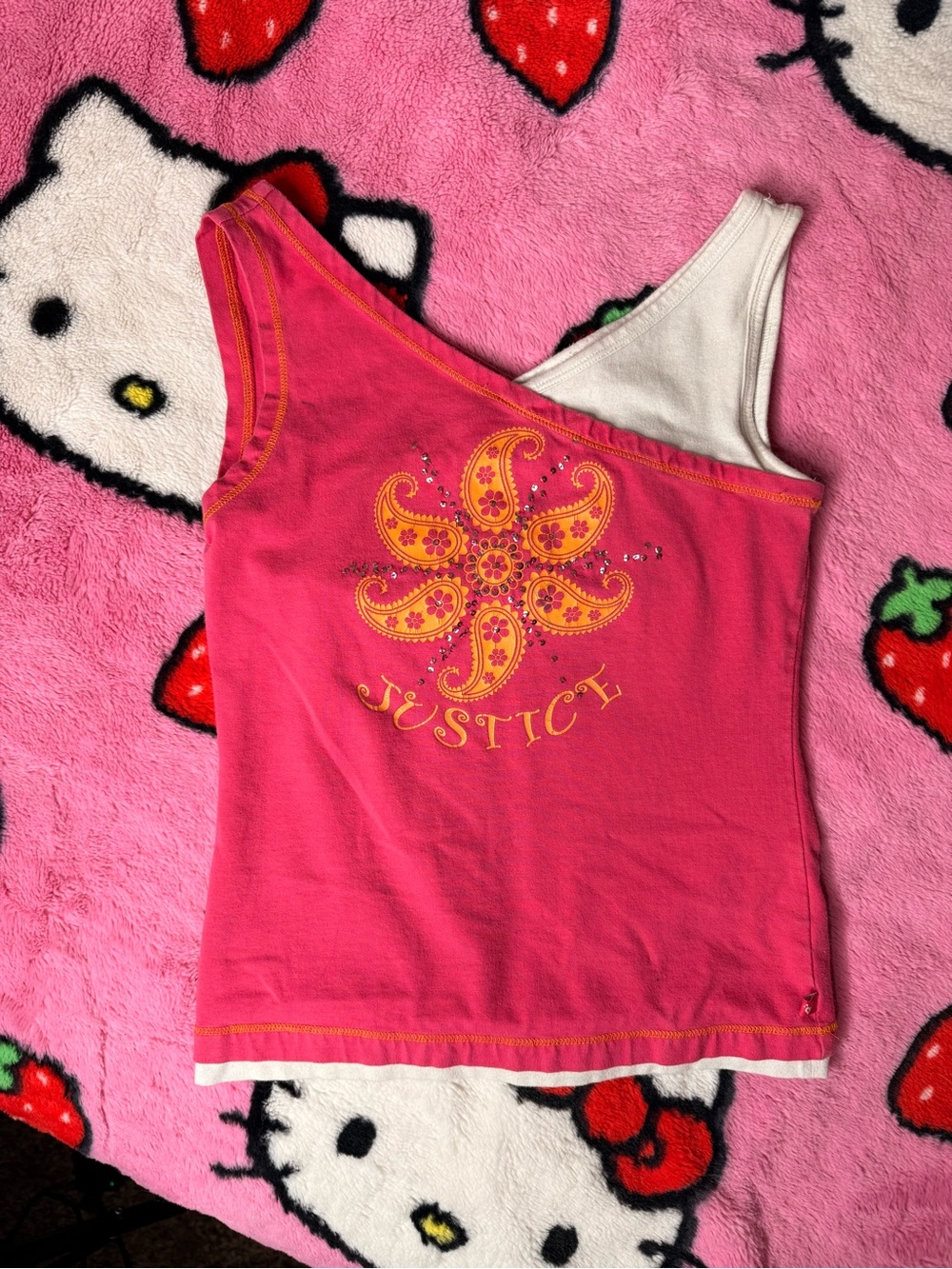 Justice Pink Tank with Yellow Paisley Star